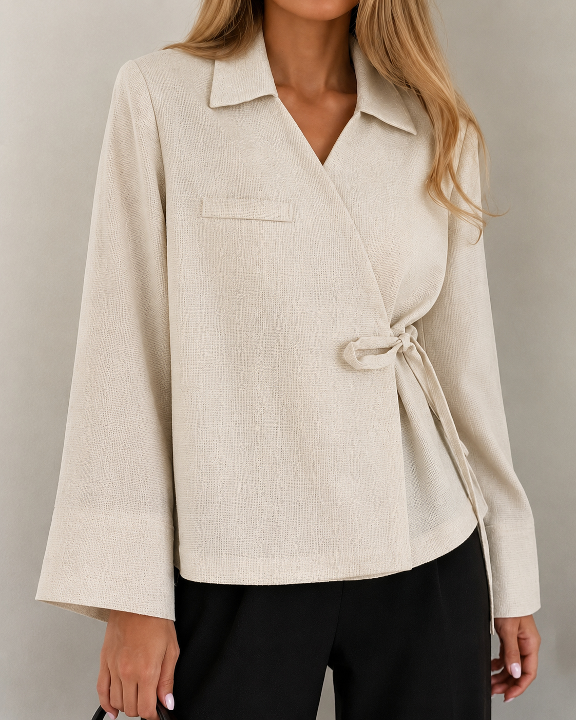 Textured Cotton-Blend Tie-Waist Jacket