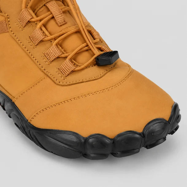 Color: Camel | Detail view of winter boots