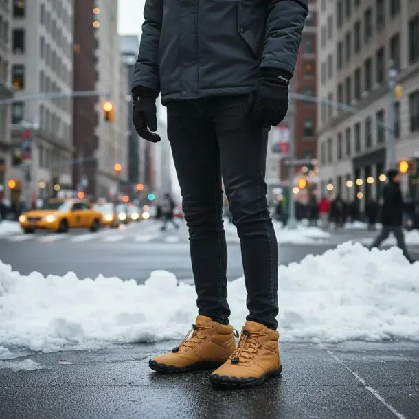 Color: Camel | Lifestyle view of winter boots