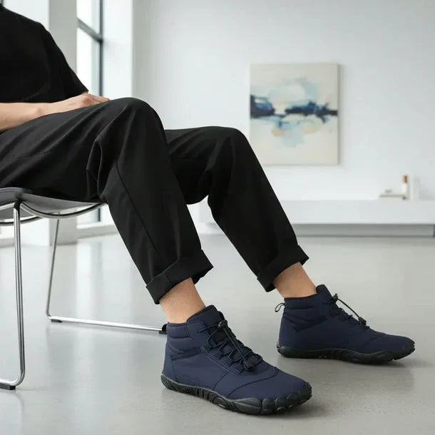 Color: Dark Blue | Lifestyle view of winter boots