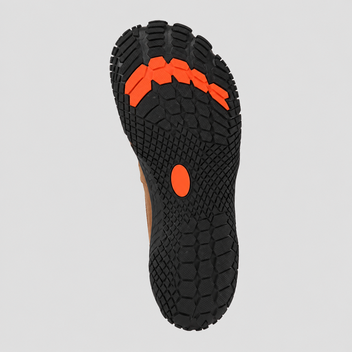 Color: Tan | Sole view of fleece-lined barefoot winter boots